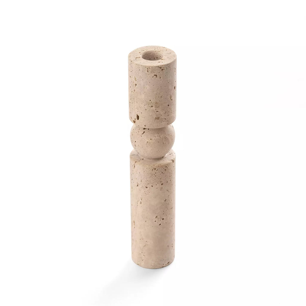 Travertine Stone Candle Holder – Organic Minimalist Elegance ( Set Of Two )
