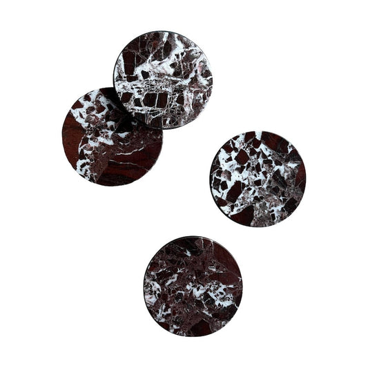 Rosso Levanto Elegance: Handcrafted Marble Coasters