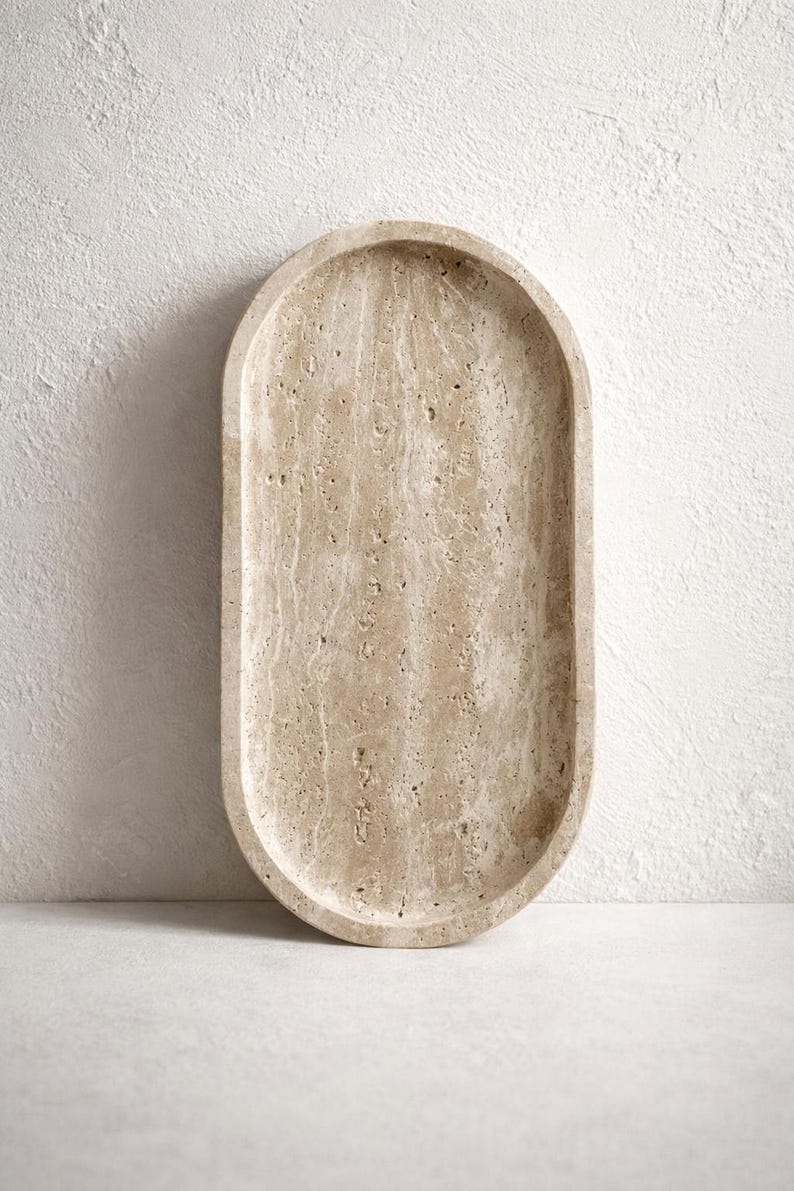 Travertine Minimalist Tray | Earthy Organic Luxury (Two Sizes )