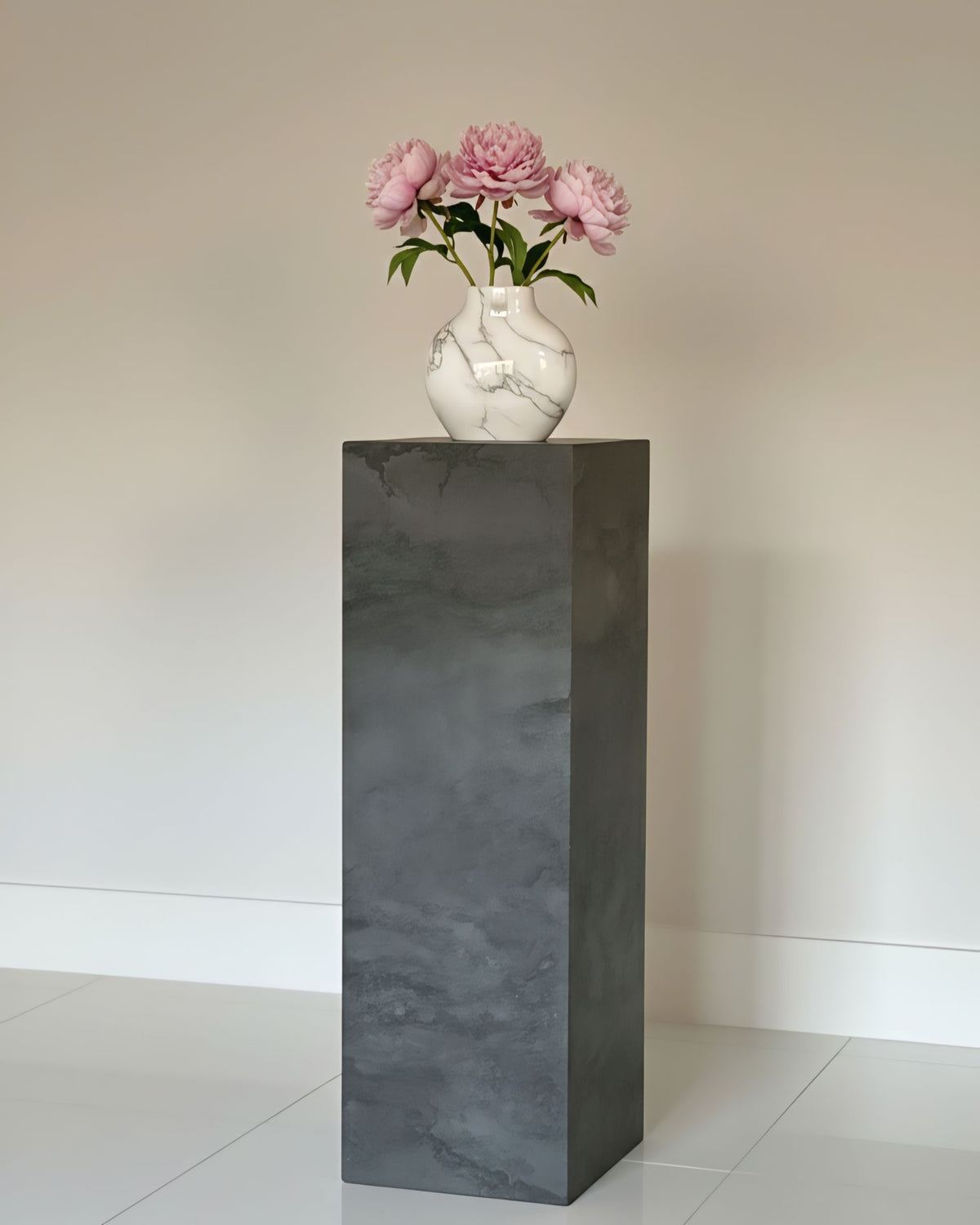 Charcoal black Pedestal ( available 3 sizes) Marble-Like