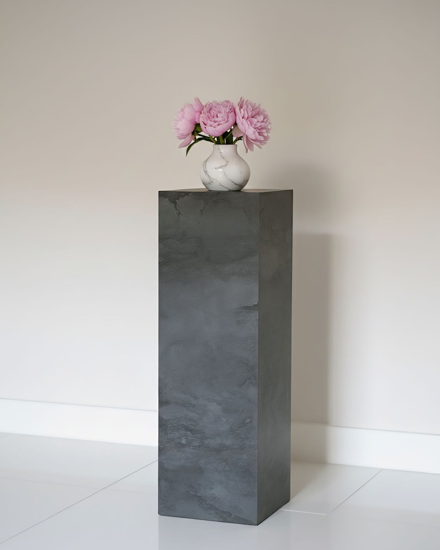 Charcoal black Pedestal ( available 3 sizes) Marble-Like