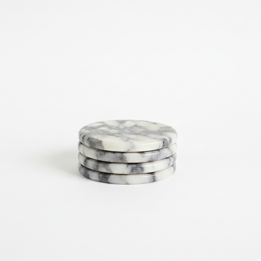 Premium Calacatta Viola Marble Coasters - Modern Italian Elegance