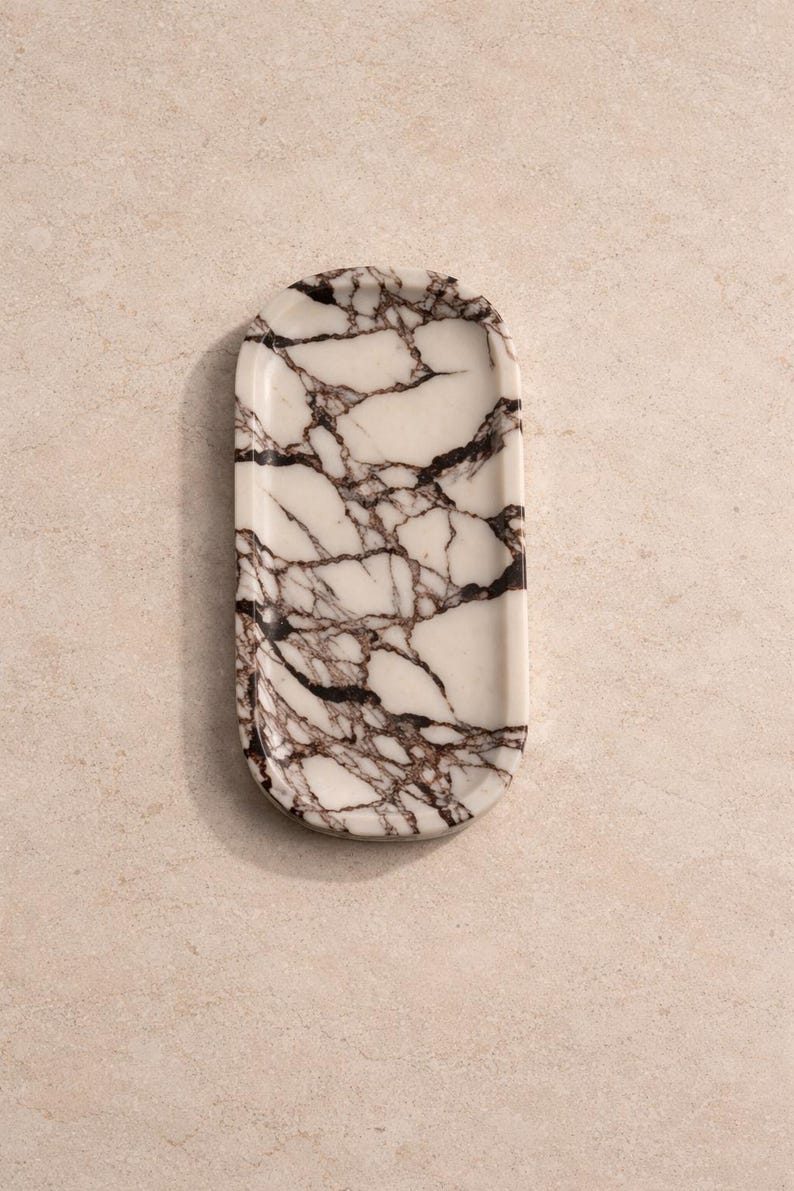 Luxurious Calacatta Viola Marble Tray | Handcrafted Elegance (Two Sizes )