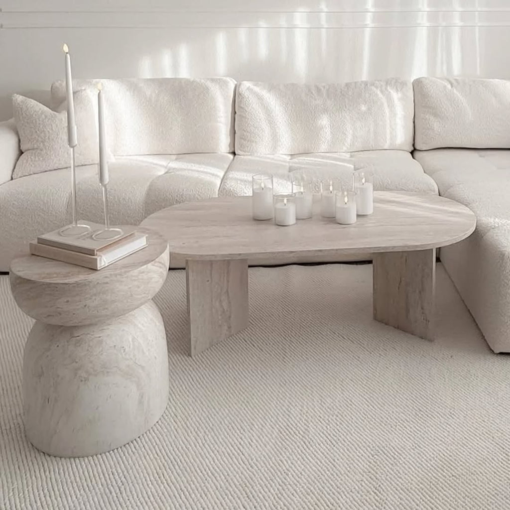 Modern Minimalist Travertine Table
