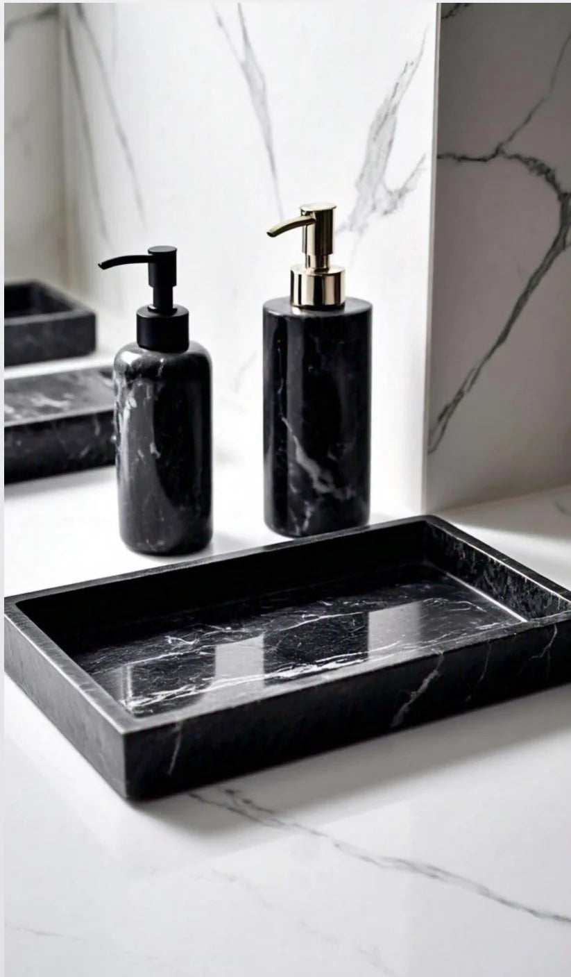 Carrara & black  Spanish Marble Bath Tray