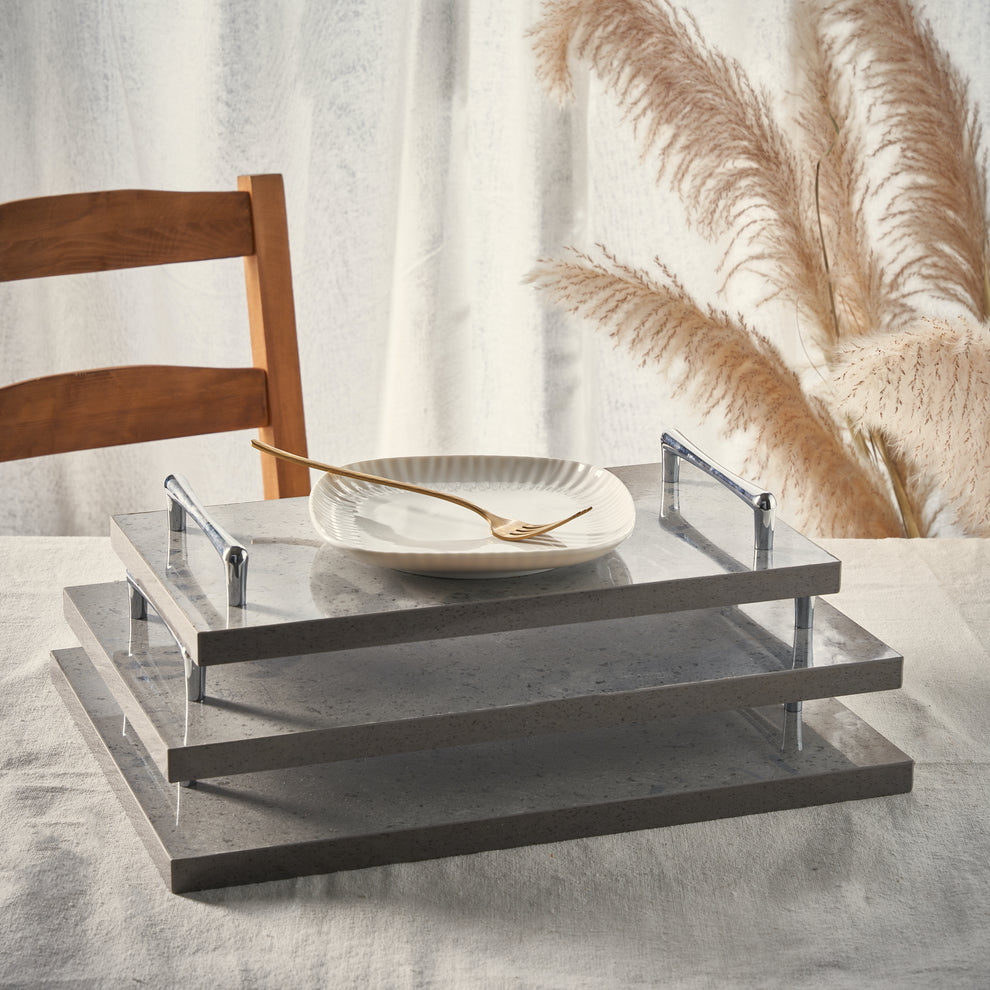 Alike Marble Elegance Serving Tray Set – 3 Pieces of Luxury Faux Marble