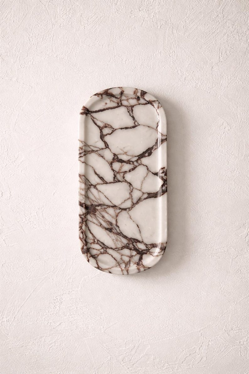 Luxurious Calacatta Viola Marble Tray | Handcrafted Elegance (Two Sizes )