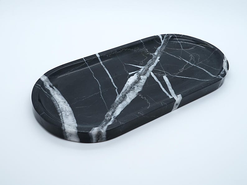 Black Spanish Marble Tray | The Epitome of Modern Luxury (Two Sizes )