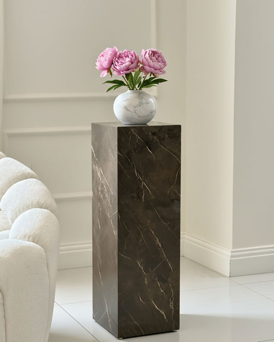 Brown Glossy Pedestal ( available 3 sizes) Marble-Like