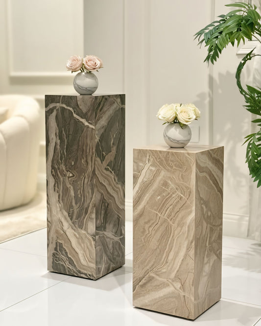 Creamy beige Glossy Pedestal ( available 3 sizes) Marble-Like