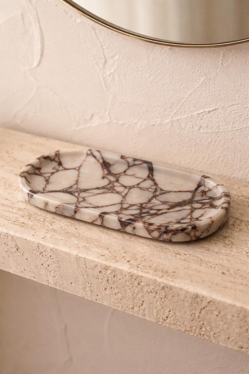 Luxurious Calacatta Viola Marble Tray | Handcrafted Elegance (Two Sizes )