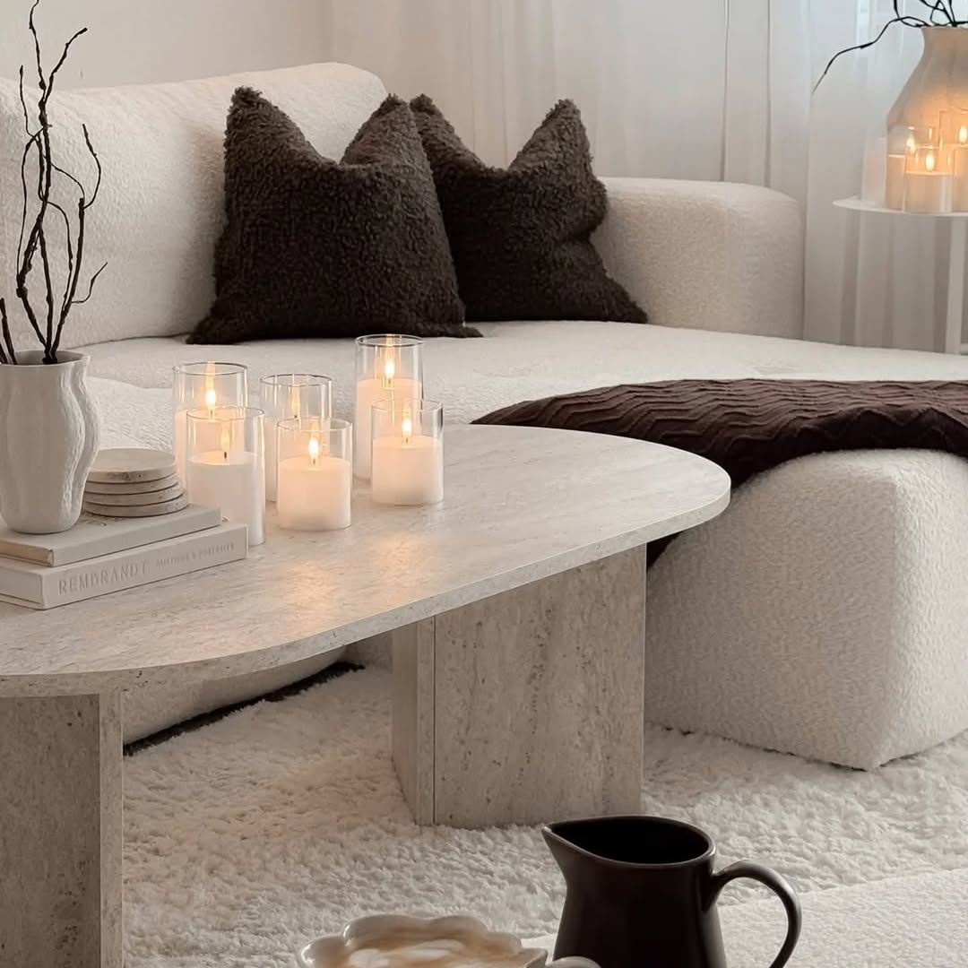Modern Minimalist Travertine Table