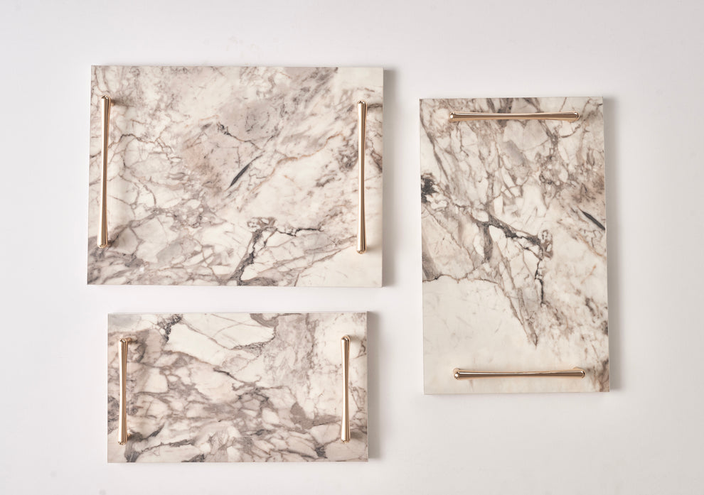 Alike Marble Elegance Serving Tray Set – 3 Pieces of Luxury Faux Marble