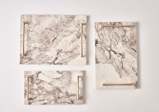 Alike Marble Elegance Serving Tray Set – 3 Pieces of Luxury Faux Marble
