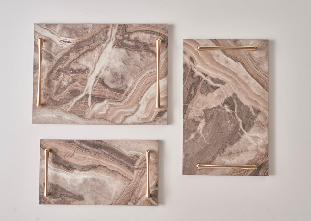 Alike Marble Elegance Serving Tray Set – 3 Pieces of Luxury Faux Marble