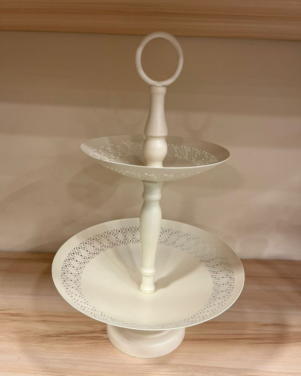 Elegant 2-Tier Metal Serving Stand – Ramadan Special Edition ✨🌙