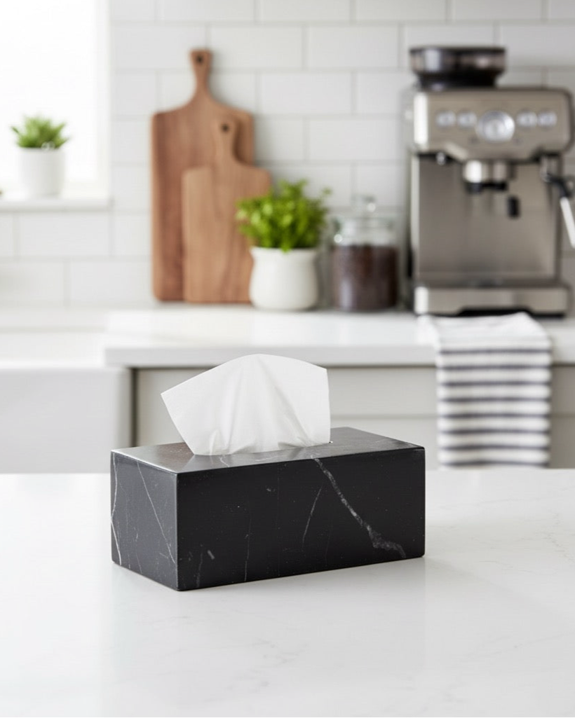 Black Marble Tissue Box