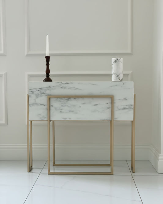 White 80cm pot or table Alike Marble