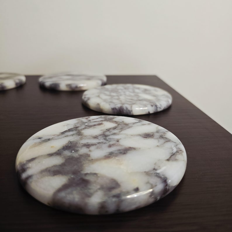Premium Calacatta Viola Marble Coasters - Modern Italian Elegance