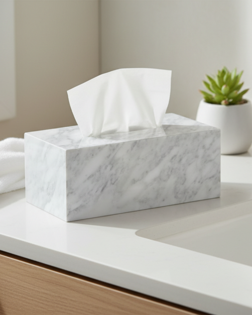 White Marble Tissue Box