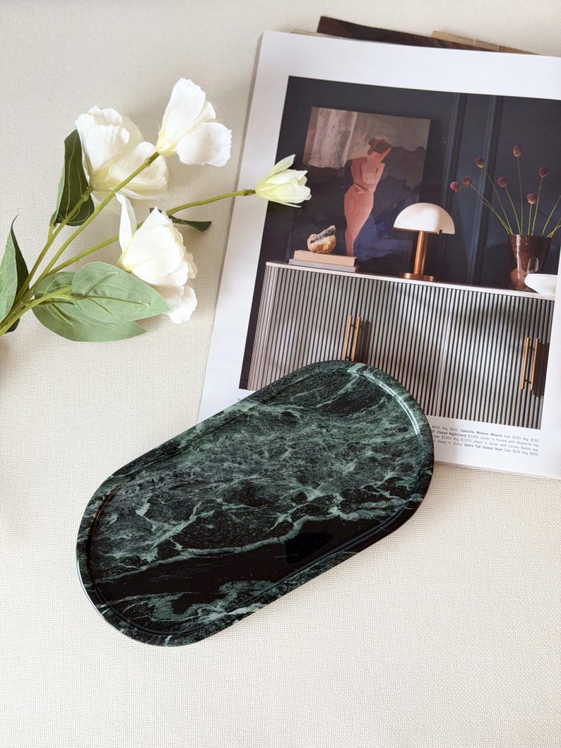 Emerald Green Marble Tray | Timeless Forest Elegance (Two Sizes )