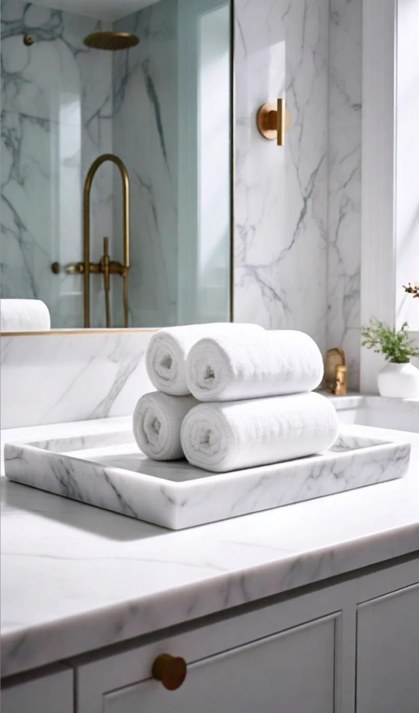 Carrara & black  Spanish Marble Bath Tray