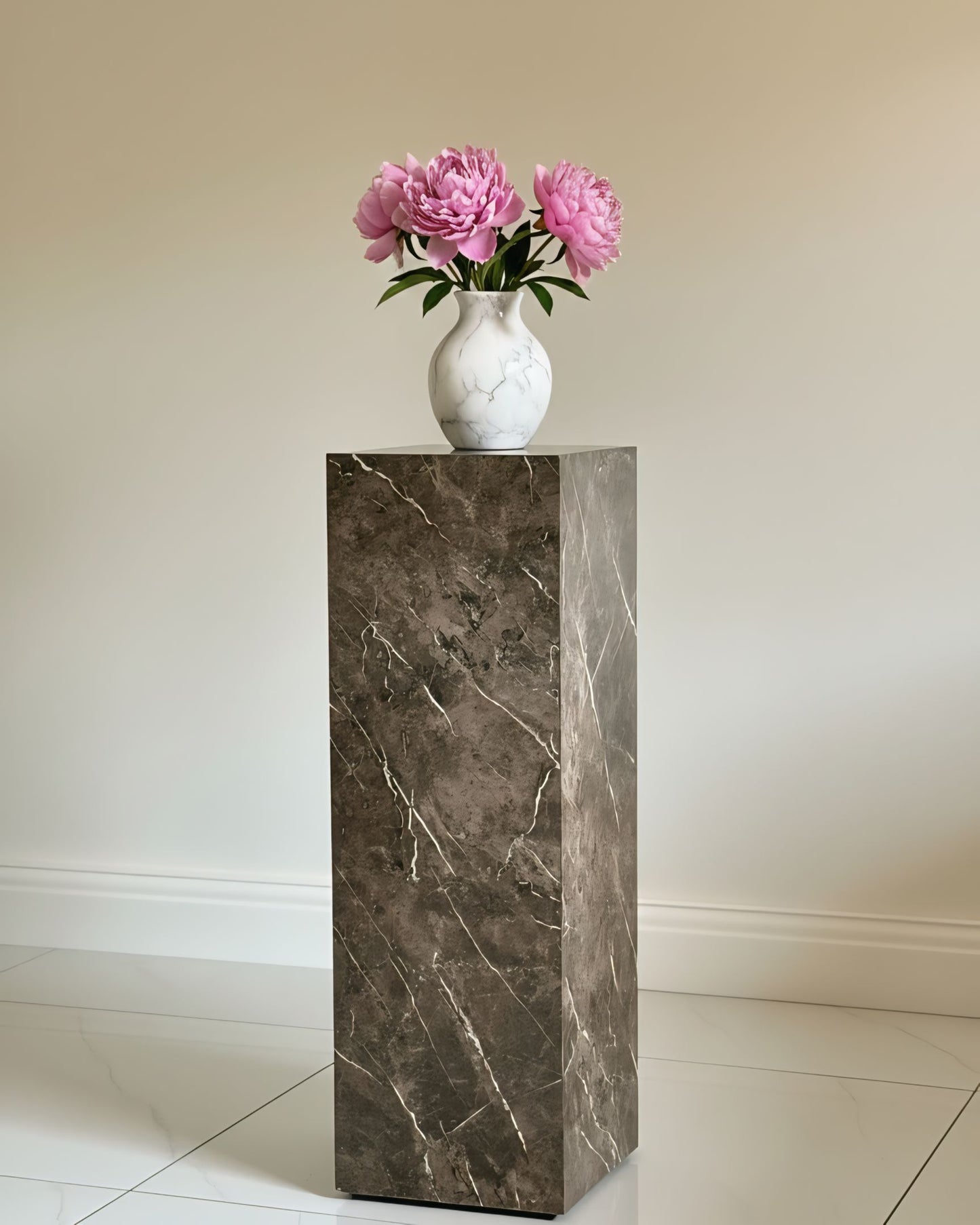 Brown Glossy Pedestal ( available 3 sizes) Marble-Like