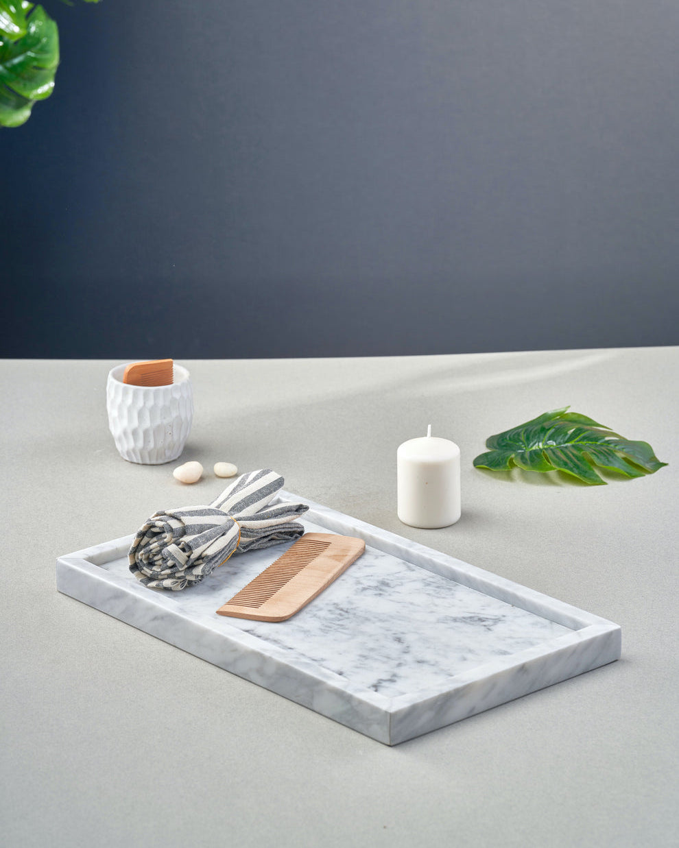 Elegant Handcrafted Natural Marble Serving Tray – Rectangular ( available 2 color )