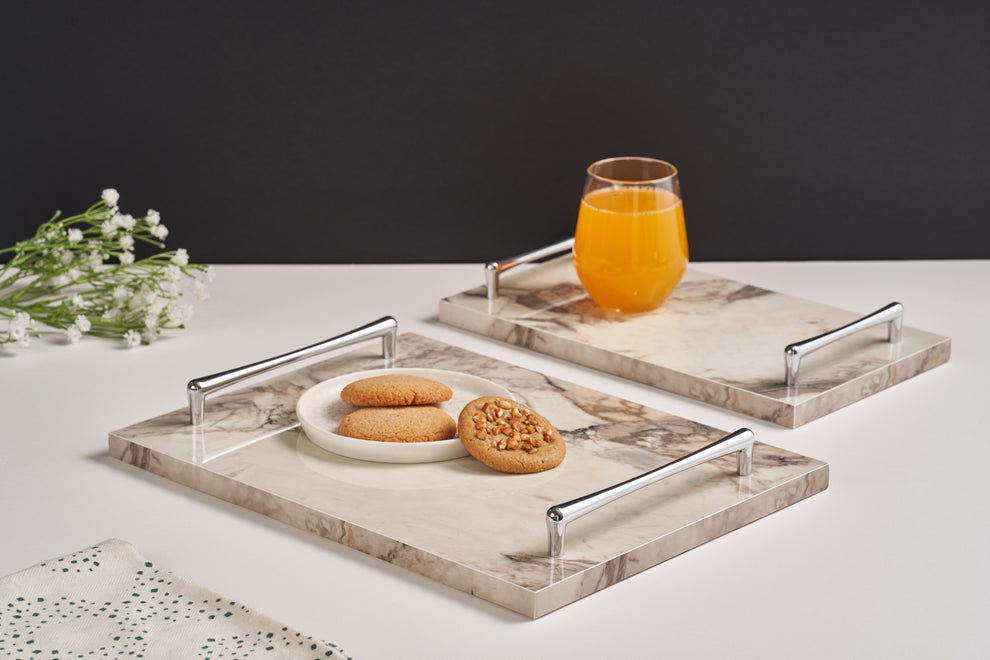 Alike Marble Elegance Serving Tray Set – 3 Pieces of Luxury Faux Marble