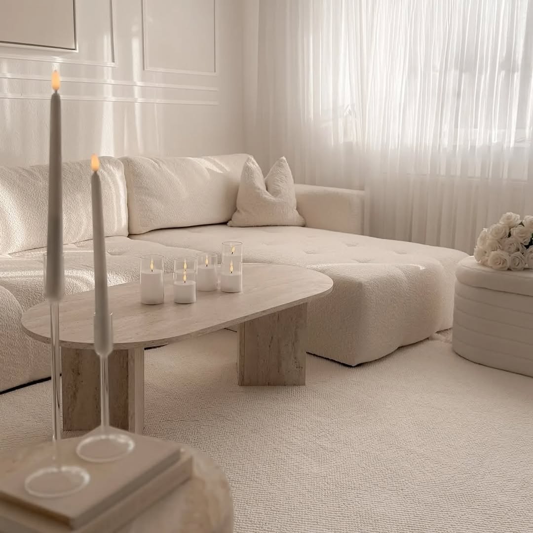 Modern Minimalist Travertine Table
