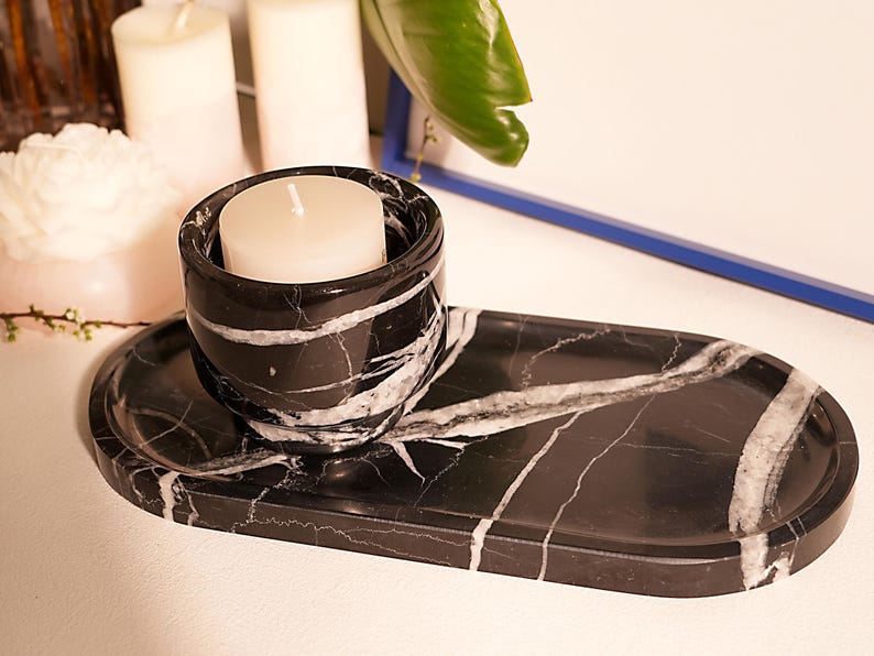 Black Spanish Marble Tray | The Epitome of Modern Luxury (Two Sizes )