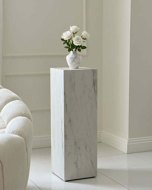 White Grey Pedestal ( available 3 sizes) Marble-Like