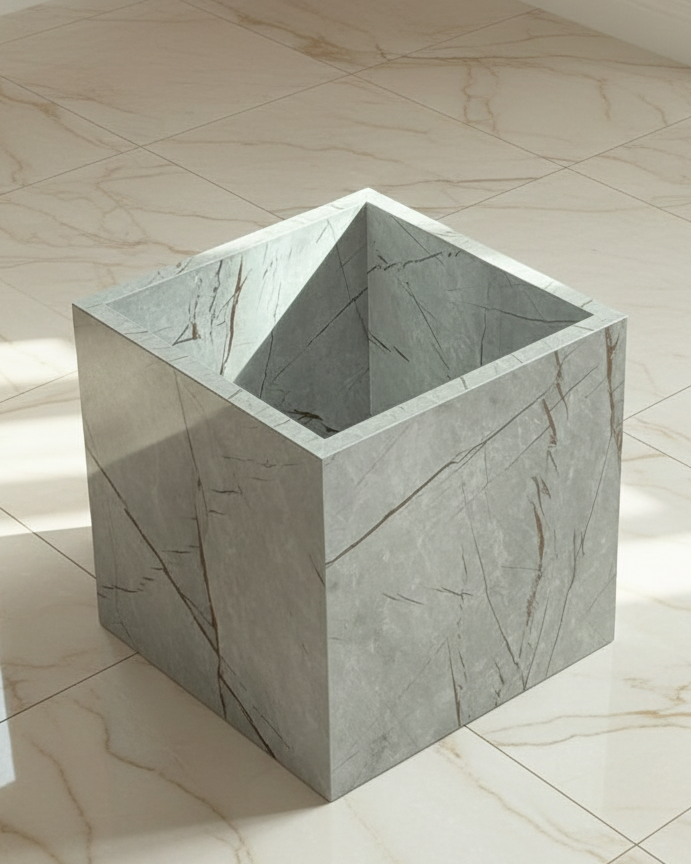 Grayish glossy plant pot Alike Marble
