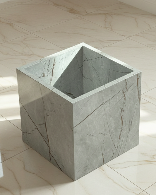 Grayish glossy plant pot Alike Marble