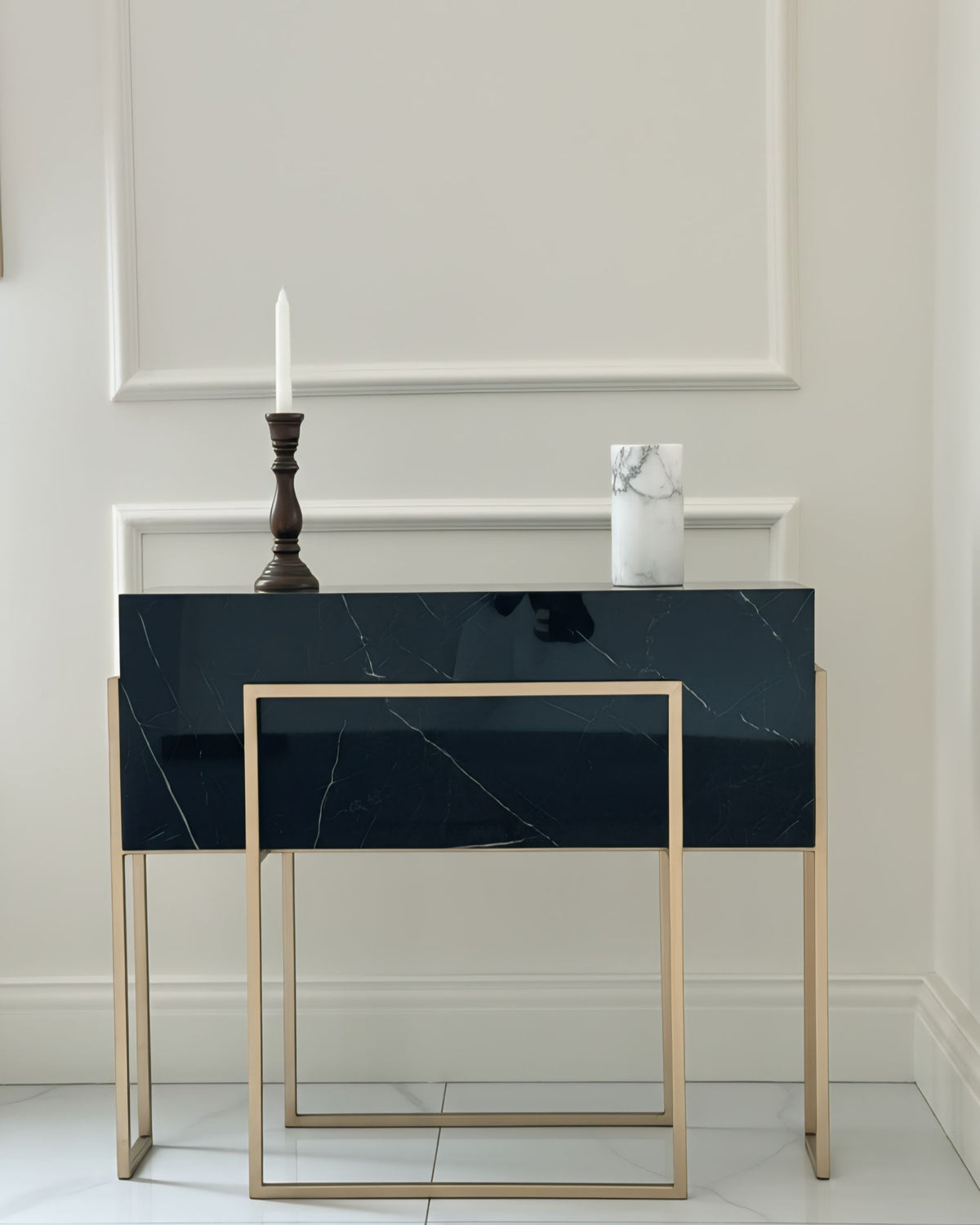Gold Black 80cm pot or table Alike Marble