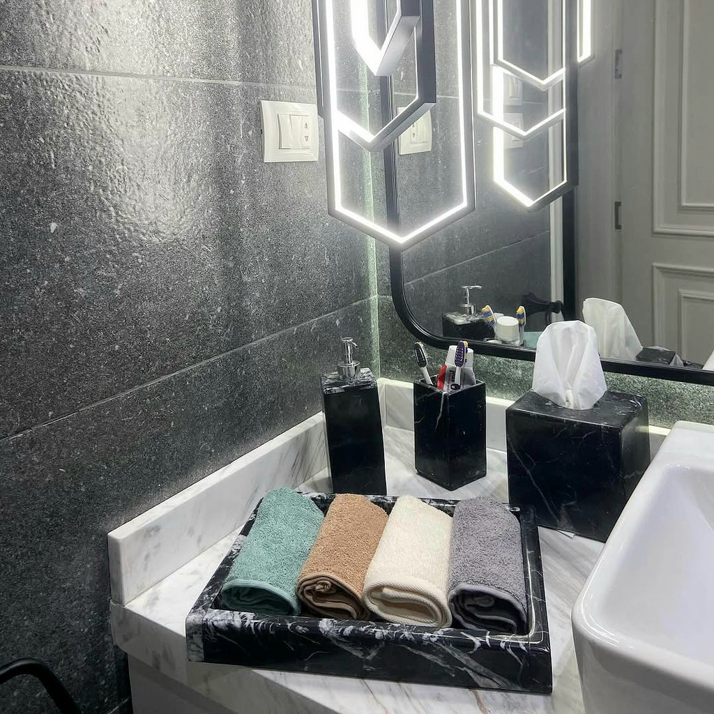 Elegant Black Marble Vanity Tray – Timeless Luxury for Your Home
