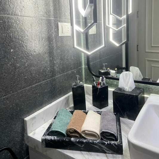 Elegant Black Marble Vanity Tray – Timeless Luxury for Your Home
