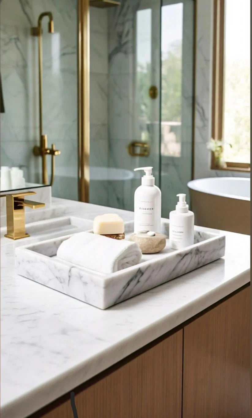 Carrara & black  Spanish Marble Bath Tray