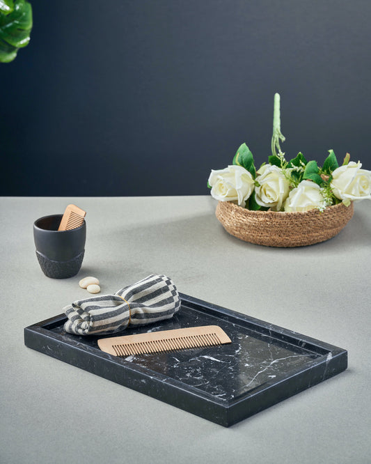 Elegant Handcrafted Natural Marble Serving Tray – Rectangular ( available 2 color )