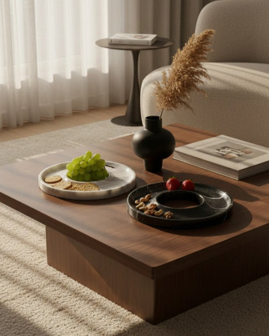 Marble Trays Black & white( 2 piece)