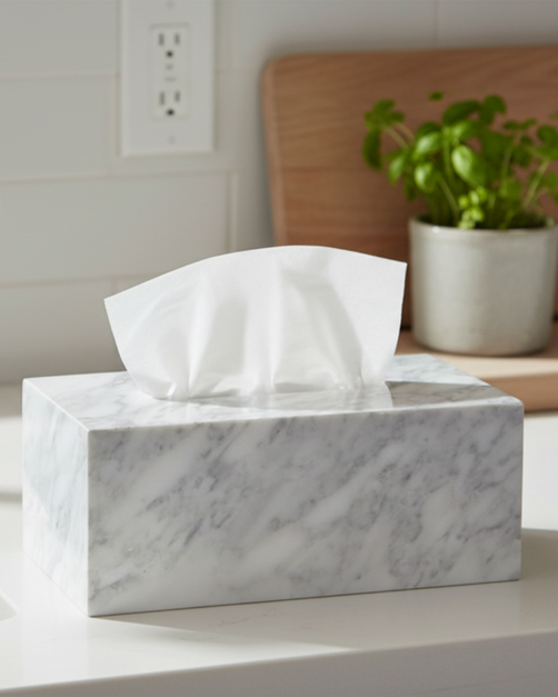 White Marble Tissue Box