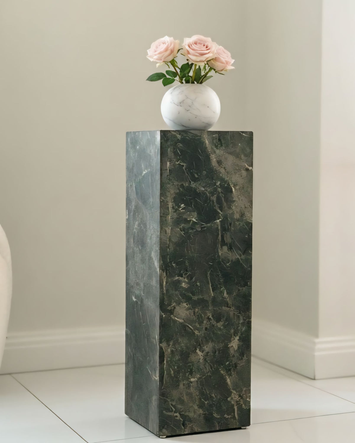 Forest Green Pedestal ( available 3 sizes) Marble-Like