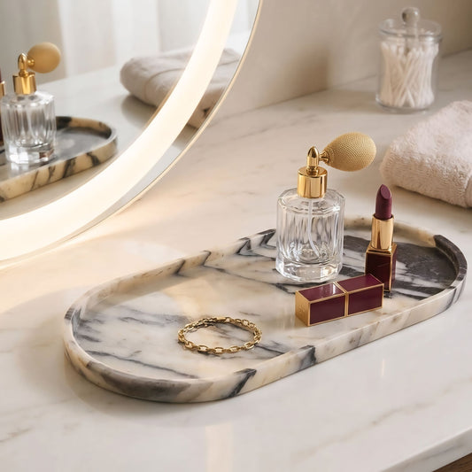 Luxurious Calacatta Viola Marble Tray | Handcrafted Elegance (Two Sizes )