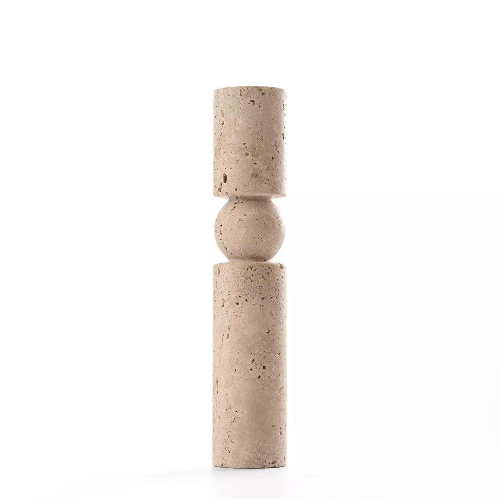 Travertine Stone Candle Holder – Organic Minimalist Elegance ( Set Of Two )