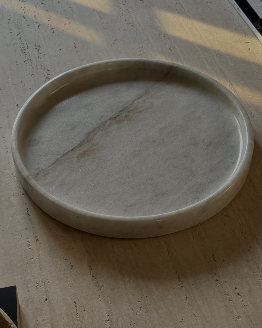 White Marble Circular Tray
