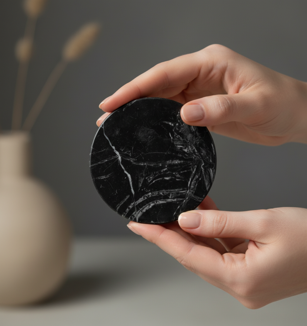 Carrara & Black Spanish Marble Coasters 4 pieces