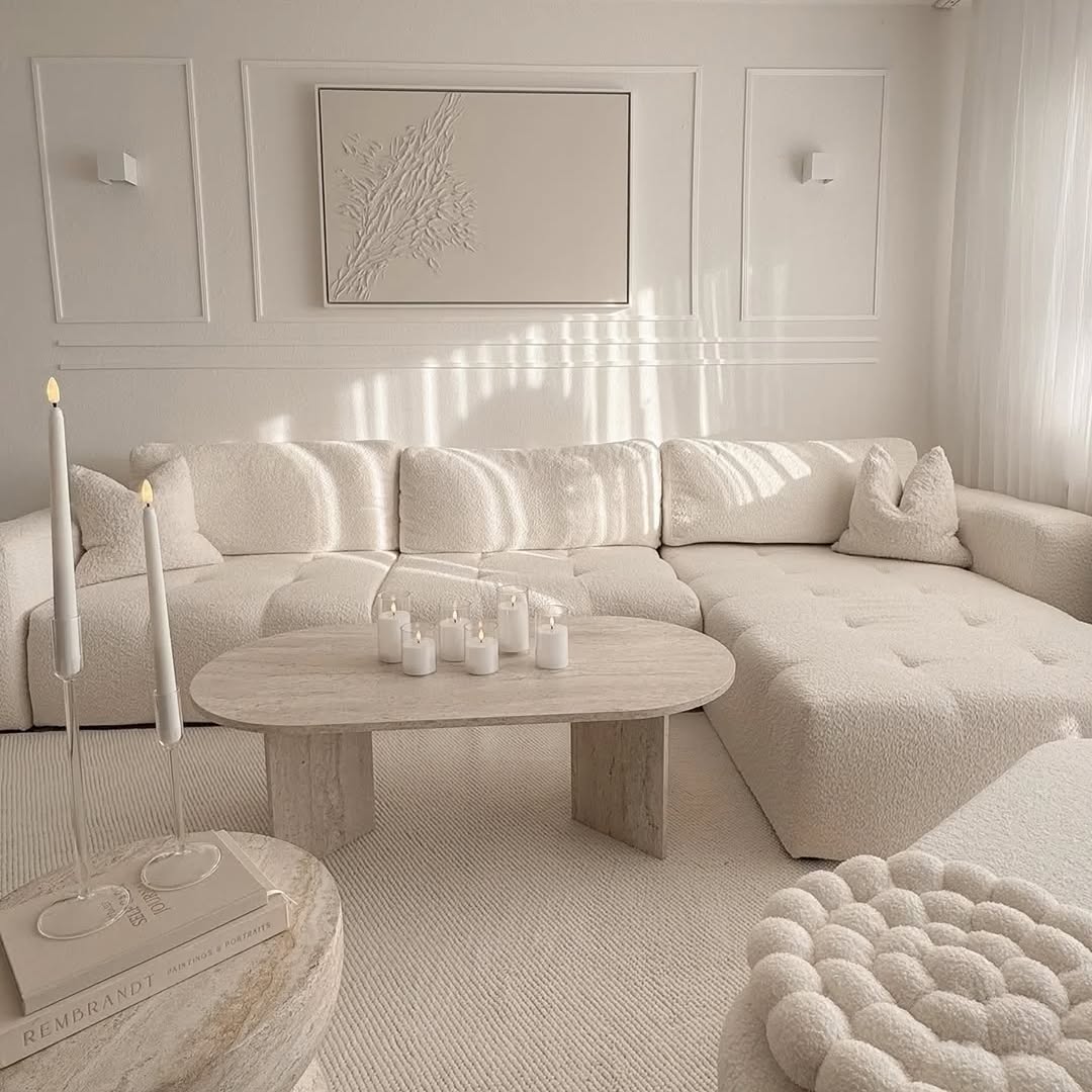 Modern Minimalist Travertine Table