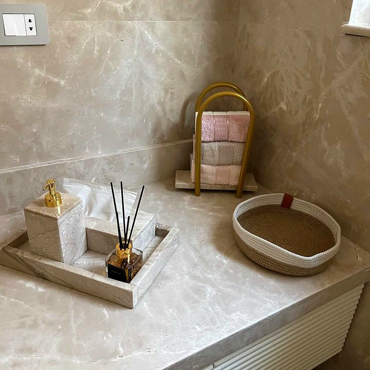 Elegant Creamy beige  Marble Vanity Tray – Timeless Luxury for Your Home