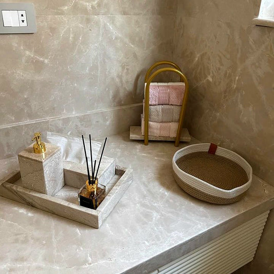 Elegant Creamy beige  Marble Vanity Tray – Timeless Luxury for Your Home