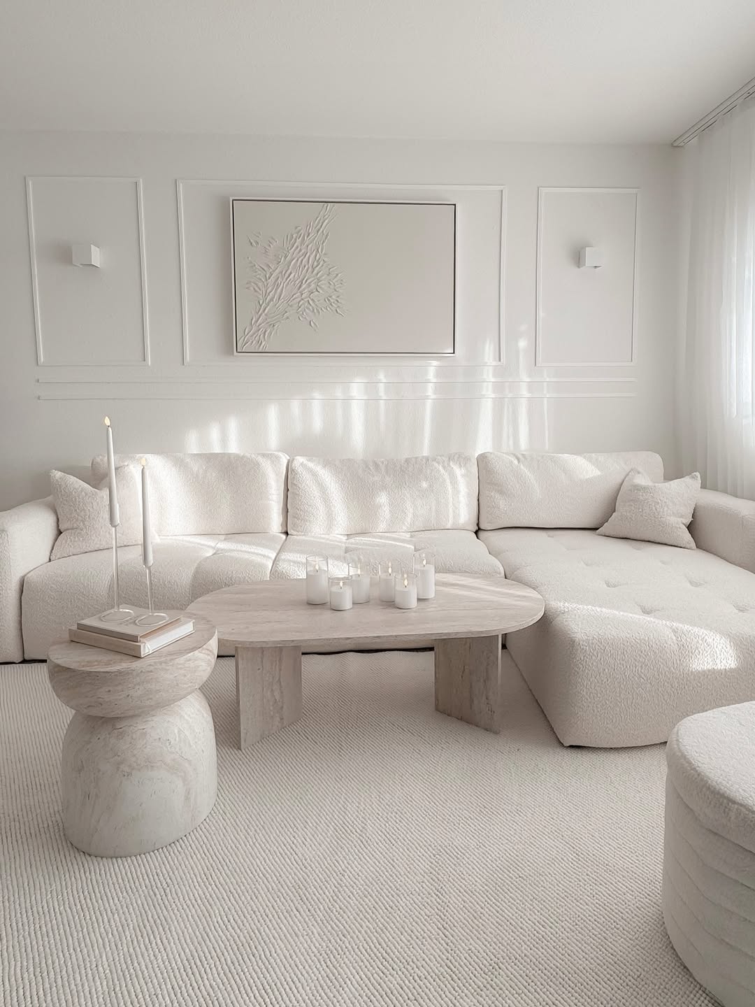 Travertine Marble Table ( H 45 * D 35 )